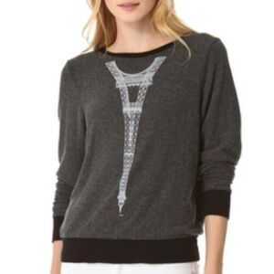 Wildfox Charcoal Paris Upside Effile Tower Relaxed Jumper Sweater